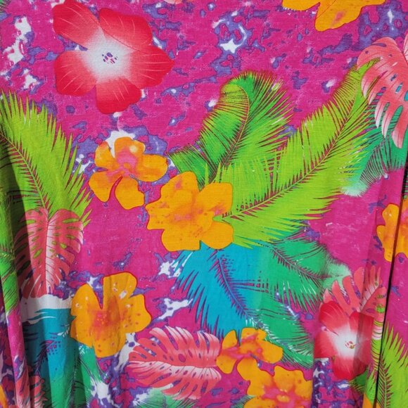 Palm Harbour Womens Top 2X Plus Tunic 3/4 Sleeve Pink Floral Tied Side FLO252E - Picture 6 of 9